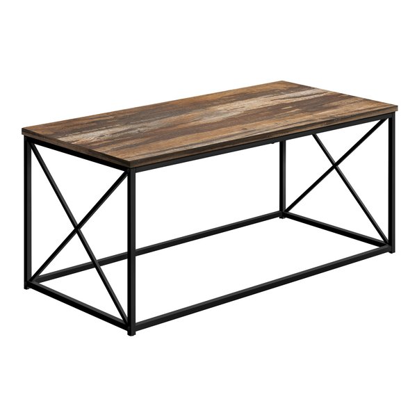 Monarch Specialties Coffee Table, Accent, Cocktail, Rectangular, Living Room, 40"L, Metal, Laminate, Brown, Black I 3784
